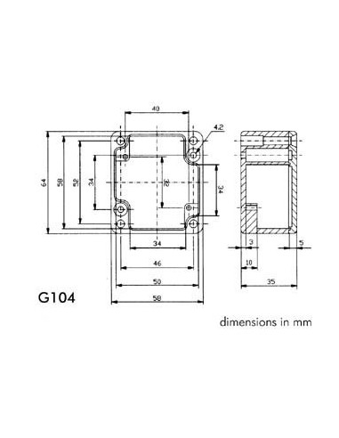 COFFRET ETANCHE EN ALUMINIUM - 64 x 58 x 35mm