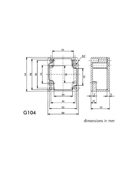 SEALED DIE-CAST ENCLOSURE - ALUMINIUM - 64 x 58 x 35 mm