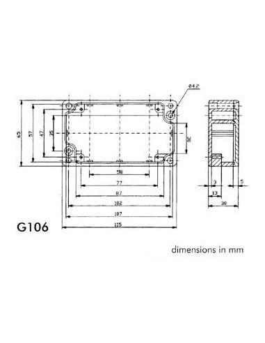 ABGEDICHTETE GESPRITZTE ALUMINIUMGEHÄUSE 115 x 65 x 30 mm