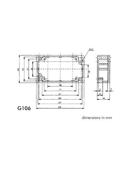 WATERDICHTE ALUMINIUM BEHUIZING - 115 x 65 x 30mm