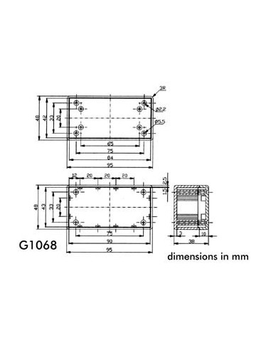 CARCASA ABS - COLOR GRIS - 95 x 48 x 38 mm