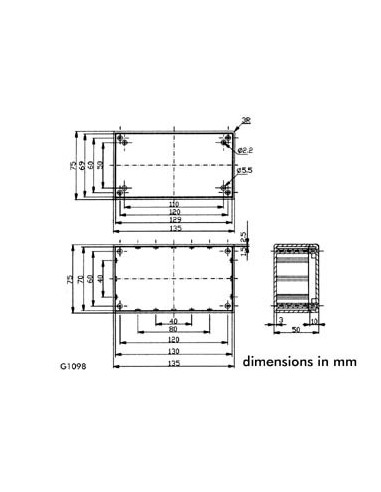 COFFRET EN ABS - GRIS 135 x 75 x 50mm