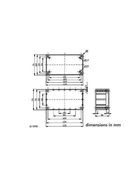 GEHÄUSE - GRAU - 135 x 75 x 50 mm
