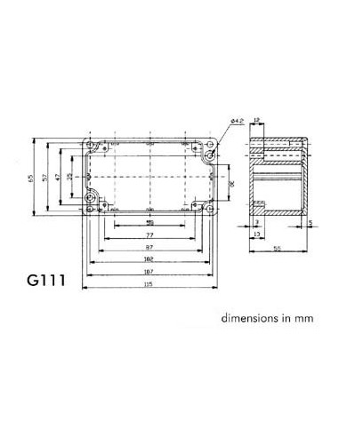 ABGEDICHTETES GESPRITZTES GEHÄUSE - ALUMINIUM 115 x 65 x 55 mm