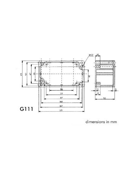 SEALED DIE-CAST ENCLOSURE - ALUMINIUM -115 x 65 x 55 mm