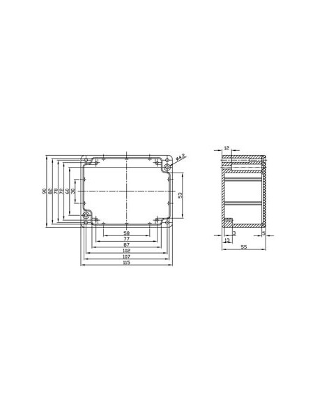 COFFRET ETANCHE EN ALUMINIUM - 115 x 90 x 55mm
