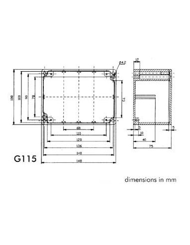 ABGEDICHTETES GESPRITZTES GEHÄUSE - ALUMINIUM 148 x 108 x 75 mm