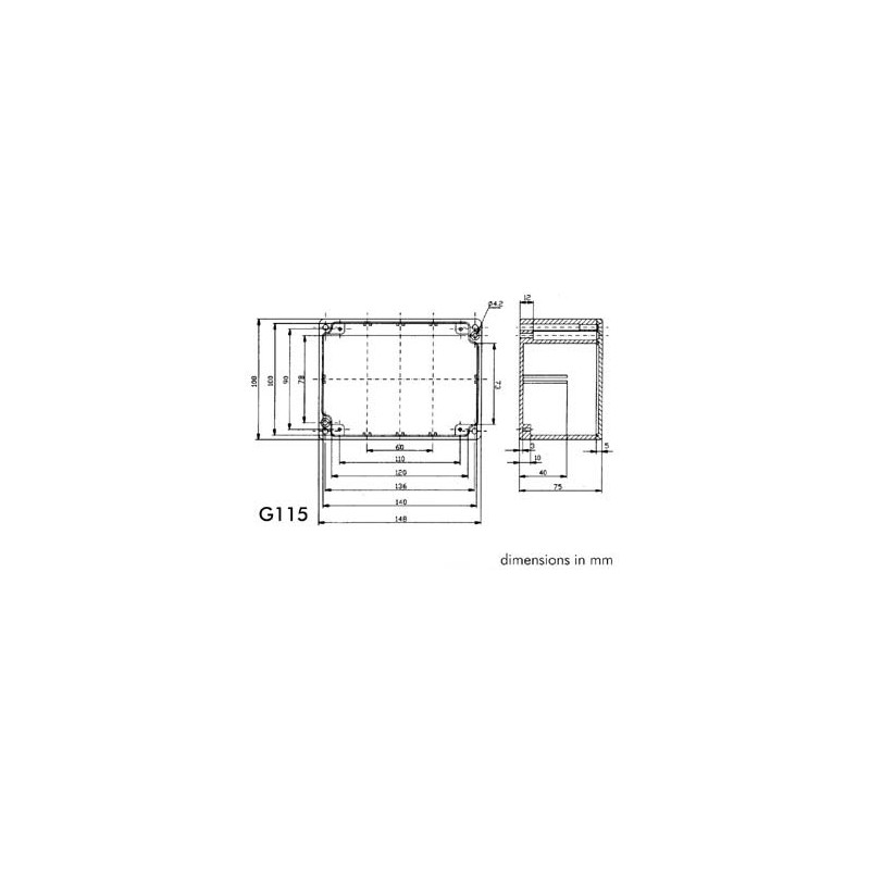 SEALED DIE-CAST ENCLOSURE - ALUMINIUM -148 x 108 x 75 mm