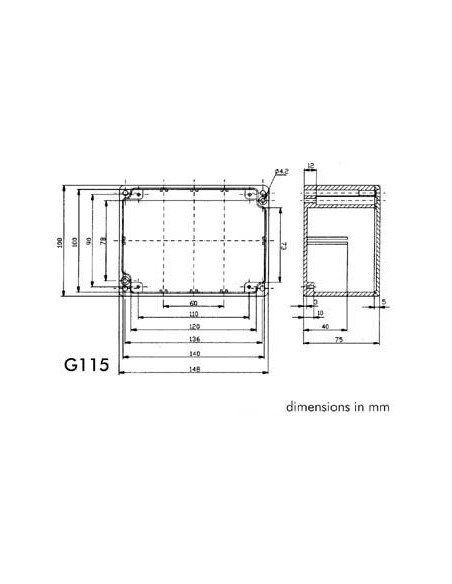 SEALED DIE-CAST ENCLOSURE - ALUMINIUM -148 x 108 x 75 mm