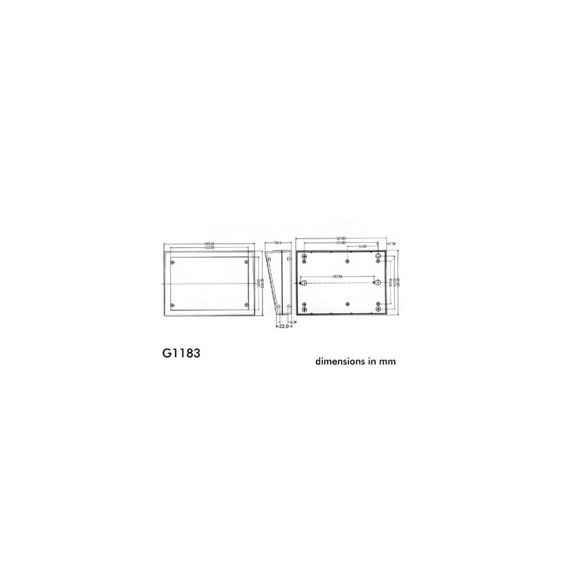 KEYBOARD ENCLOSURE - GREY - 189 x 134 x 32/55 mm