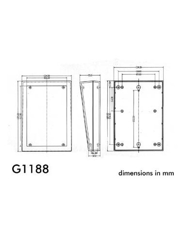 BEHUIZING VOOR TOETSENBORDEN - GRIJS 134 x 189 x 32/55mm