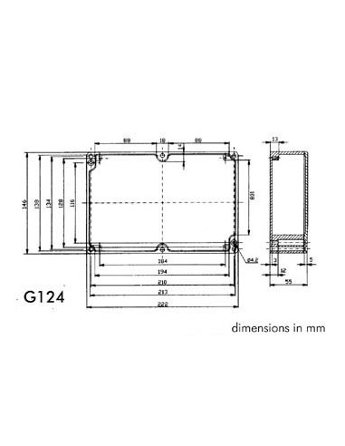 CAJA DE ALUMINIO ESTANCA 222 x 146 x 55mm