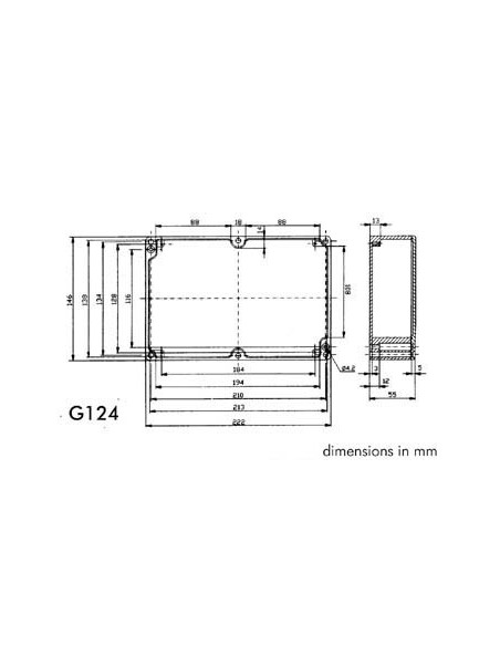 WATERDICHTE ALUMINIUM BEHUIZING - 222 x 146 x 55mm