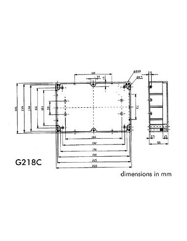 POLYCARBONAT-GEHÄUSE - WASSERDICHT - HELLGRAU - TRANSPARANTER DECKEL - 220 x 146 x 55 mm