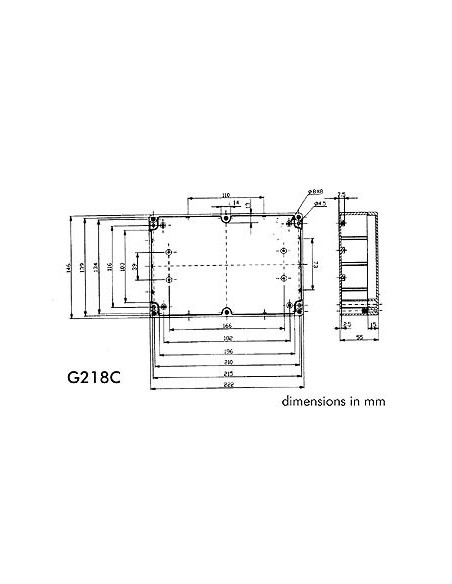 BEHUIZING IN POLYCARBONAAT - LICHTGRIJS MET DOORSCHIJNEND DEKSEL 220 x 146 x 55mm