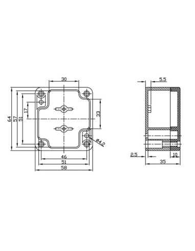 COFFRET ETANCHE EN ABS - GRIS FONCE 64 x 58 x 35mm