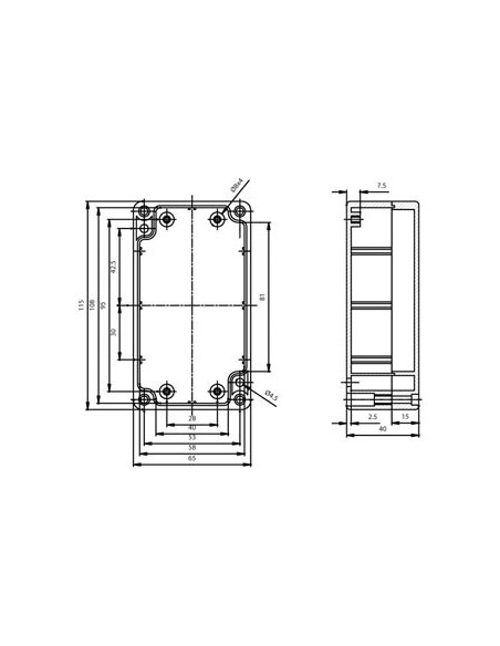 ABS-GEHÄUSE - WASSERDICHT - DUNKELGRAU - 115 x 65 x 40 mm