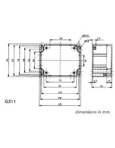 WATERBESTENDIGE ABS-BEHUIZING - DONKERGRIJS 115 x 90 x 55mm
