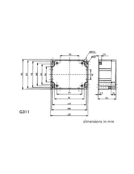 ABS-GEHÄUSE - WASSERDICHT - DUNKELGRAU - 115 x 90 x 55 mm