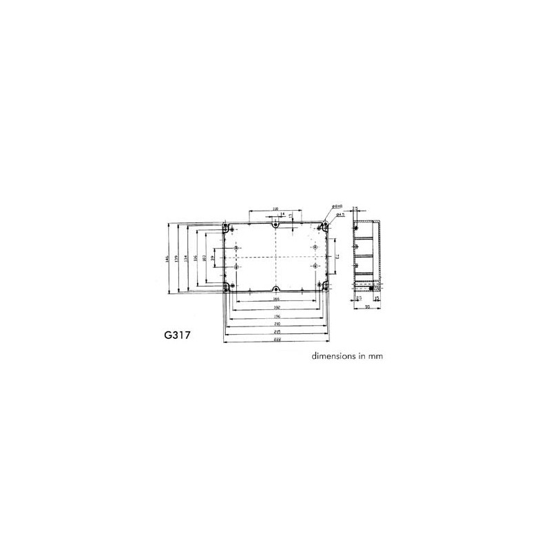 SEALED ABS ENCLOSURE - DARK GREY - 222 x 146 x 55 mm
