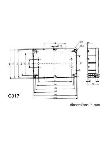 WATERBESTENDIGE ABS-BEHUIZING - DONKERGRIJS 222 x 146 x 55mm