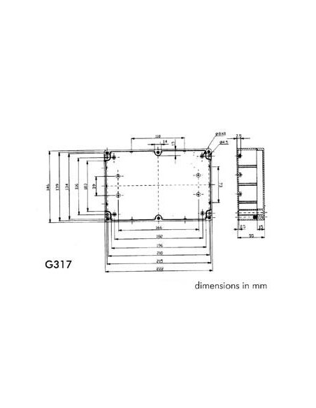 WATERBESTENDIGE ABS-BEHUIZING - DONKERGRIJS 222 x 146 x 55mm