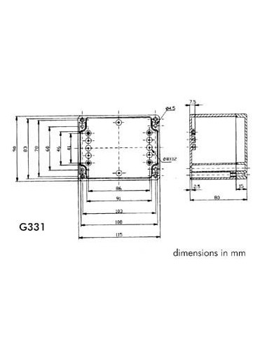 ABS-GEHÄUSE - WASSERDICHT - DUNKELGRAU - 115 x 90 x 80 mm