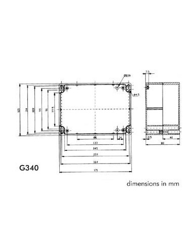 CARCASA DE ABS - RESISTENTE AL AGUA - GRIS OSCURO - 171 x 121 x 80 mm