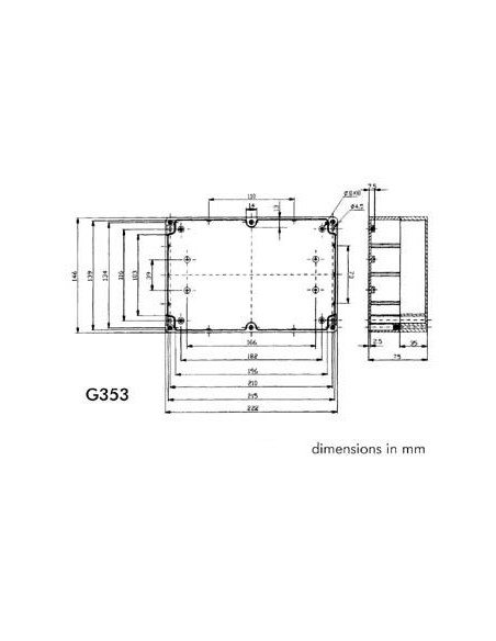 SEALED ABS ENCLOSURE - DARK GREY - 222 x 146 x 75 mm