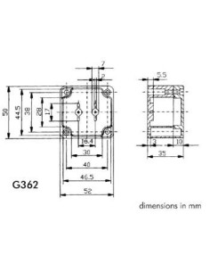 ABS-GEHÄUSE - WASSERDICHT - DUNKELGRAU - 52 x 50 x 35 mm