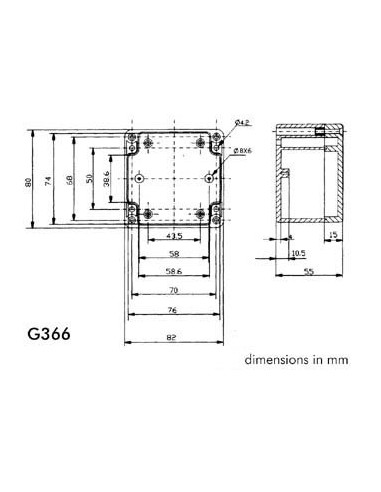 ABS-GEHÄUSE - WASSERDICHT - DUNKELGRAU - 82 x 80 x 55 mm