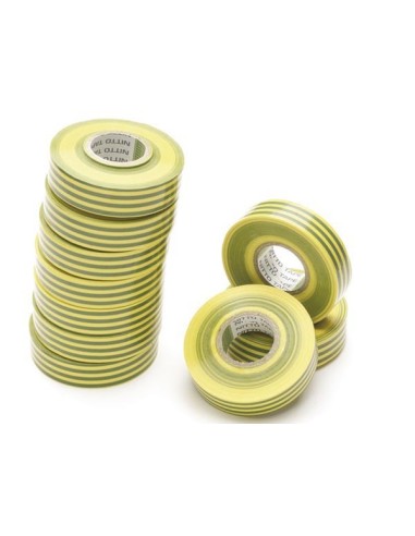 NITTO - CINTA ADHESIVA AISLANTE - COLOR VERDE/AMARILLO - 19 mm x - 20 m