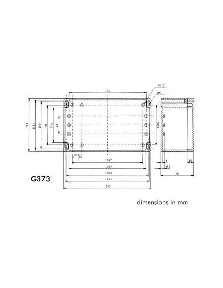 SEALED ABS ENCLOSURE - DARK GREY - 200 x 120 x 75 mm