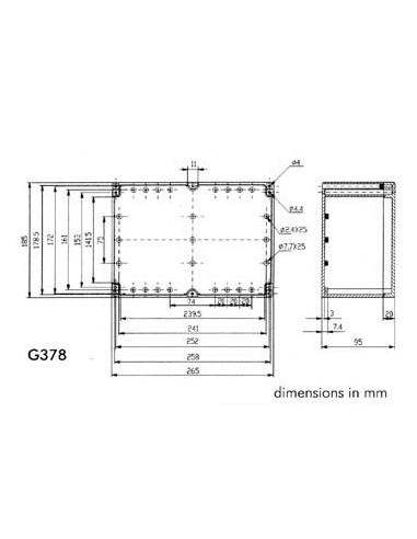 ABS-GEHÄUSE - WASSERDICHT - DUNKELGRAU - 265 x 185 x 95 mm