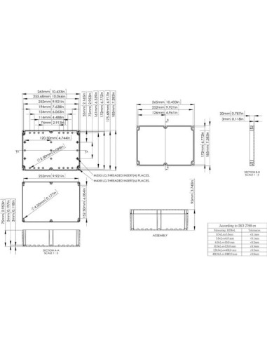 SEALED ABS ENCLOSURE - DARK GREY - 265 x 185 x...
