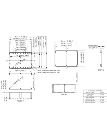 ABS-GEHÄUSE - WASSERDICHT - DUNKELGRAU - 265 x 185 x 95 mm