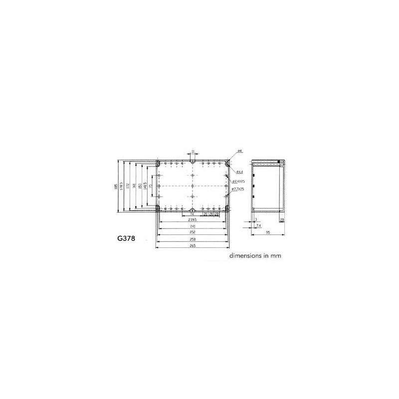 SEALED ABS ENCLOSURE - DARK GREY - 265 x 185 x 95 mm CLEAR LID