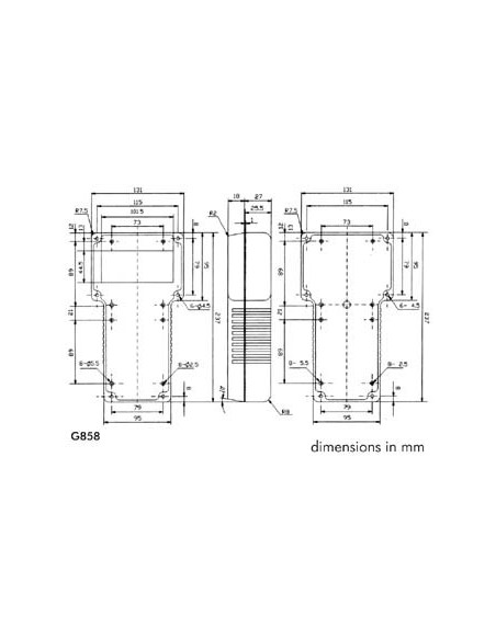 GEHÄUSE IN T-FORM - SCHWARZ - 237/95 x 131/95 x 43 mm - MIT AUSSPARUNG FÜR DAS DISPLAY