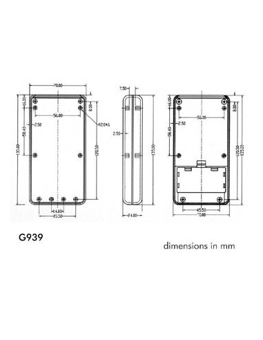 REMOTE CONTROL KEYBOARD ENCLOSURE - 135 x 70 x 24 mm