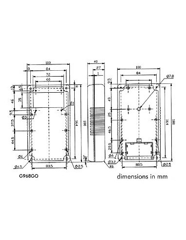 DRAAGBARE BEHUIZING - GRIJS 180 x 100 x 43mm - OPEN DISPLAY