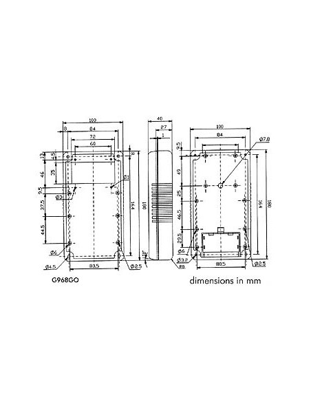 TRAGBARES GEHÄUSE - GRAU - 180 x 100 x 43mm - MIT AUSSPARUNG FÜR DAS DISPLAY