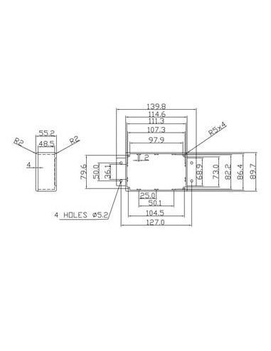 SEALED DIE-CAST ALUMINIUM CASE WITH FLANGE - 114 x 90 x 55 mm