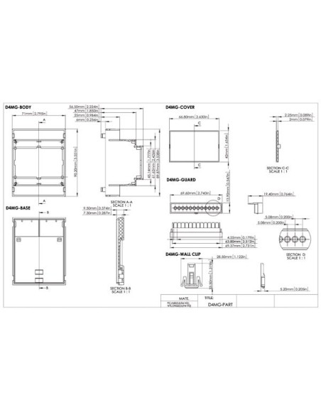 DIN RAIL MODULE BOX - 4MG - 71 x 90 x 57 mm