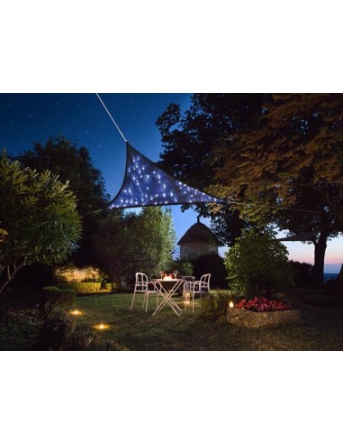 SHADE SAIL WITH BUILT-IN LED STARRY SKY - TRIANGLE - 3.6 x 3.6 x 3.6 m - DARK BLUE