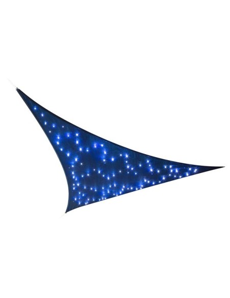ZONNEZEIL MET LED- STERRENHEMEL - DRIEHOEK - 3.6 x 3.6 x 3.6 m - DONKERBLAUW