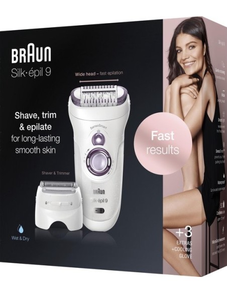 BRAUN Silk-épil 9 9-710 pour femmes Pour une épilation de longue durée, blanc/violet