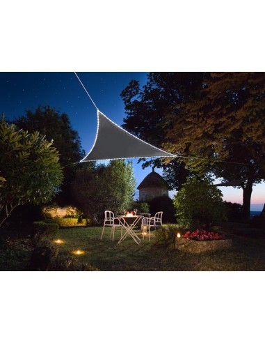 VOILE SOLAIRE AVEC CONTOUR LED - TRIANGULAIRE - 3.6 x 3.6 x 3.6 m - ANTHRACITE