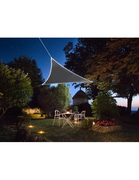 ZONNEZEIL MET LED-RANDVERLICHTING - DRIEHOEK - 3.6 x 3.6 x 3.6 m - ANTRACIET