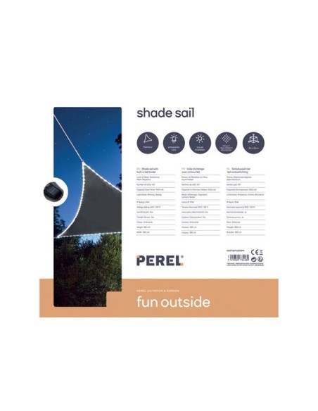 SHADE SAIL WITH BUILT-IN LED BORDER - TRIANGLE - 3.6 x 3.6 x 3.6 m - ANTHRACITE