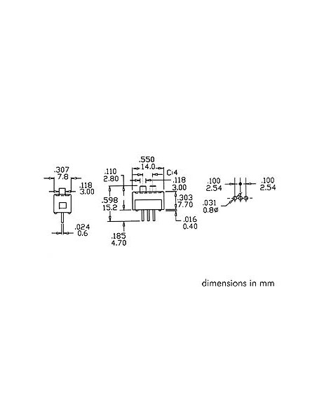 INTERRUPTEUR MINIATURE A GLISSIERE POUR CI 1P ON-ON 0.2"